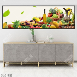 Tranh rượu và các loại trái cây in kính bếp