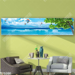 Tranh cảnh biển in kính bếp