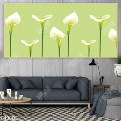 Tranh hoa rum in kính bếp