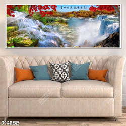 Tranh thác mùa thu in kính bếp