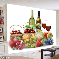 Tranh chai rượu và trái cây