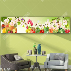 Tranh hoa và các loại rau quả in kính bếp