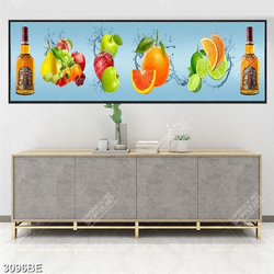 Tranh trái cây và rượu in kính bếp