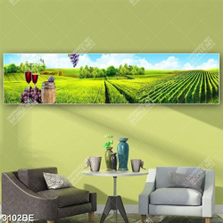Tranh cánh đồng nho in kính bếp