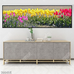 Tranh hoa tulip in kính bếp