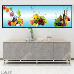 Tranh trái cây và rượu in kính bếp