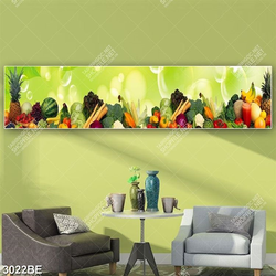 Tranh ra củ quả và trái cây in kính bếp