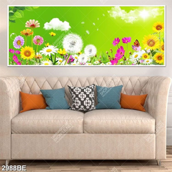 Tranh hoa hồ điệp và bồ công anh in kính bếp