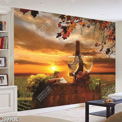 Tranh rượu nho in kính bếp