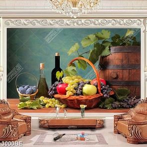 Tranh nguyên liệu làm rượu nho in kính bếp