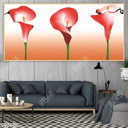 Tranh hoa rum in kính bếp