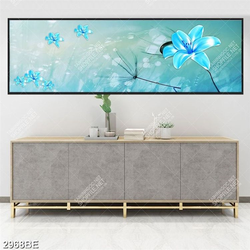 Tranh hoa ly in kính bếp