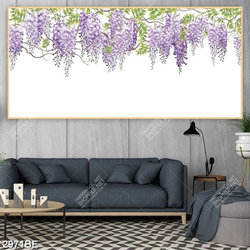 Tranh hoa tử đằng in kính bếp