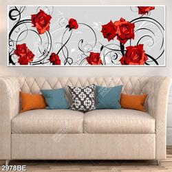 Tranh hoa văn hoa hồng in kính bếp