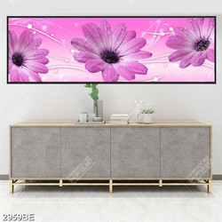 Tranh bông Cúc tím in kính bếp