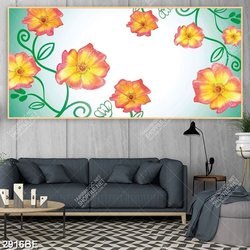 Tranh hoa văn in kính bếp