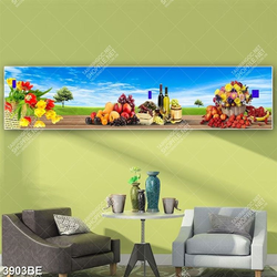 Tranh hoa và trái cây in kính bếp