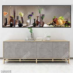 Tranh bình hoa và chai rượu in kính bếp