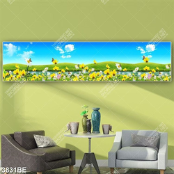 Tranh cán đồng hoa đẹp in kính bếp