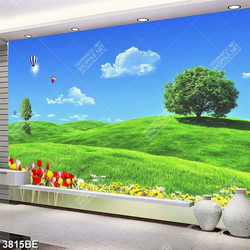 Tranh thảm cỏ xanh in kính bếp