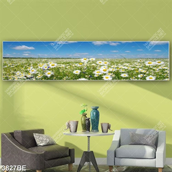 Tranh cánh đồng hoa cúc in kính bếp