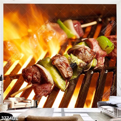 Tranh xiên thịt BBQ