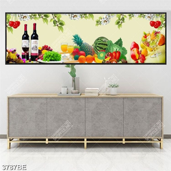 Tranh rượu và trái cây in kính bếp