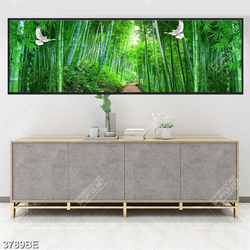 Tranh khu rừng tre in kính bếp