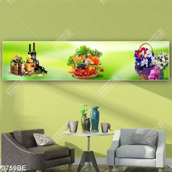 Tranh rượu, hoa và trái cây in kính bếp