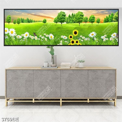 Tranh cánh đồng hoa hướng dương in kính bếp