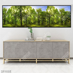 Tranh khu rừng xanh in kính bếp