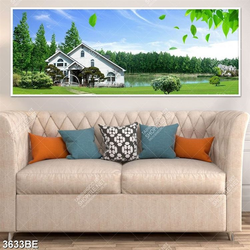 Tranh ngôi nhà trên mặt hồ