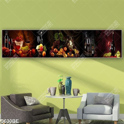 Tranh ly rượu và trái cây in kính bếp