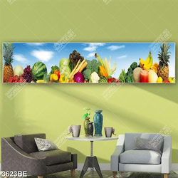 Tranh trái cây và rau quả in kính bếp