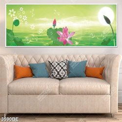 Tranh hoa Sen in kính bếp