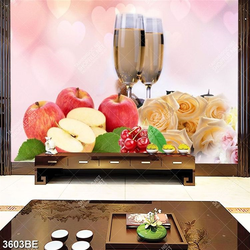 Tranh hoa và ly rượu