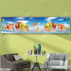 Tranh trái cây tươi mát in kính bếp