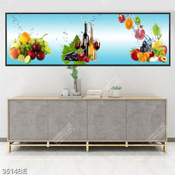 Tranh trái cây và rượu in kính bếp