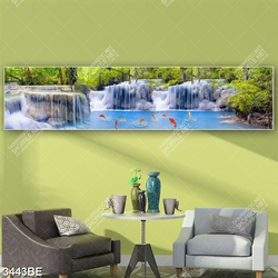 Tranh thác nước và cá chép in kính bếp