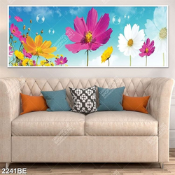 Tranh hoa hồ điệp và mây xanh in kính bếp