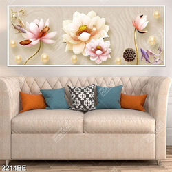 Tranh  hoa sen và cá chép in kính bếp