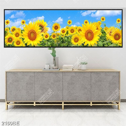 Tranh cánh đồng hoa hướng dương in kính bếp
