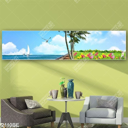 Tranh biển và cánh đồng hoa in kính bếp