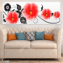 Tranh hoa dâm bụt in kính bếp