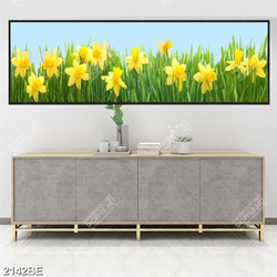 Tranh hoa địa lan in kính bếp