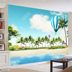 Tranh phong cảnh biển in kính bếp