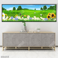 Tranh hoa trên cánh đồng cỏ in kính bếp