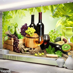 Tranh trái cây và rượu