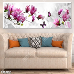 Tranh hoa mộc lan in kính bếp