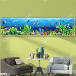 Tranh địa dương cá heo in kính bếp